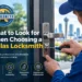 Dallas locksmith technician repairing a modern door lock while providing professional locksmith services.