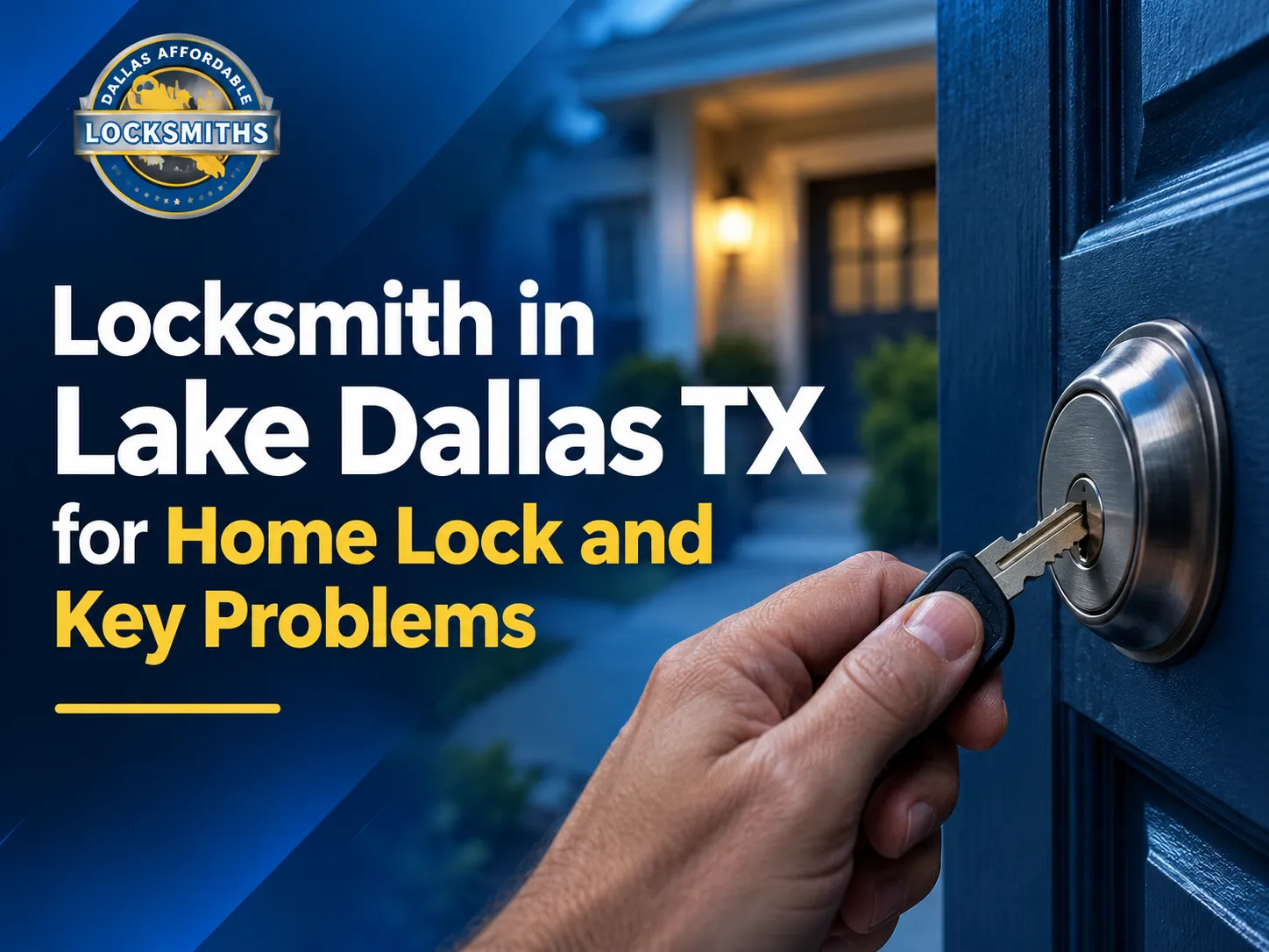 Locksmith in Lake Dallas TX helping with home lock and key problems.